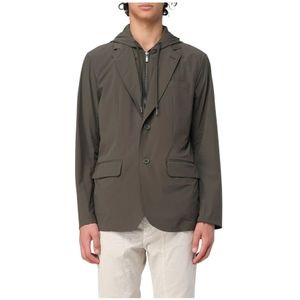 Armani Exchange, Jassen, Heren, Groen, L, Leer, Moderne Hooded Blazer Jas