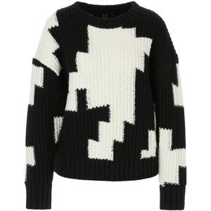 Marc Cain, Truien, Dames, Zwart, XL, Wol, Geruite Wollen Trui
