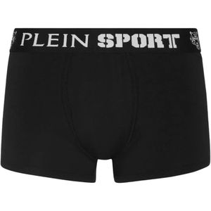 Plein Sport, Ondergoed, Heren, Zwart, S, Katoen, Zwarte Logo Boxers Ademende Katoen