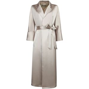 Herno, Mantels, Dames, Beige, L, Polyester, Beige bovenkleding met brede revers