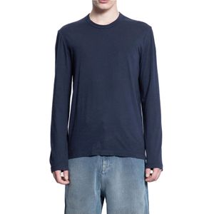 James Perse, Tops, Heren, Wit, XL, Katoen, Zacht Katoen Lange Mouw Crew Neck