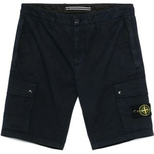Stone Island, Korte broeken, Heren, Blauw, W32, Blauwe Cargo Shorts Fashion