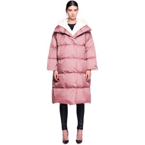 Silvian Heach, Mantels, Dames, Roze, 2Xs, Polyester, Lange Pufferjas met wijde kraag