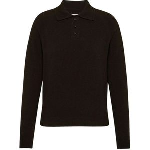 Maison Margiela, Truien, Dames, Bruin, L, Wol, Wollen Gebreide Polo-stijl Trui