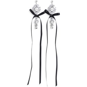 Simone Rocha, Accessoires, Dames, Grijs, ONE Size, Kristallen Oorbellen Witte Elegante Accessoires