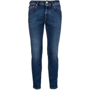 Jacob Cohën, Jeans, Heren, Blauw, W38, Katoen, Slim Fit Effen Kleur Jeans