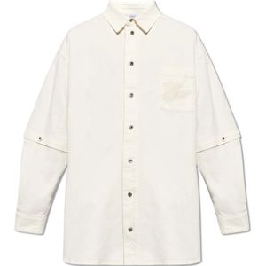 Off White, Overhemden, Heren, Beige, L, Denim, Denim Overhemd met Logo