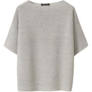 Fabiana Filippi, Truien, Dames, Grijs, XS, Katoen, Oversized korte mouw lurex jersey