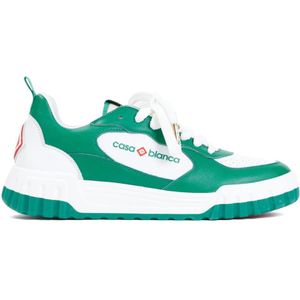 Casablanca, Schoenen, Heren, Groen, 44 EU, Leer, The Court Lace-Up Sneakers