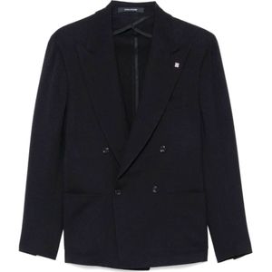 Tagliatore, Jassen, Heren, Blauw, XL, Marineblauwe Blazer van Virgin Wool