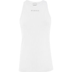 Pinko, Tops, Dames, Wit, M, Katoen, Geribbeld Katoenen Hemdje