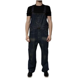 Dolce & Gabbana, Jumpsuits & Playsuits, Heren, Blauw, L, Katoen, Donkerblauw Katoen Heren Jumpsuit Denim