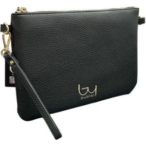 Byblos, Tassen, Dames, Zwart, ONE Size, Leer, Zwarte Eco-leer Lente/Zomer Clutch