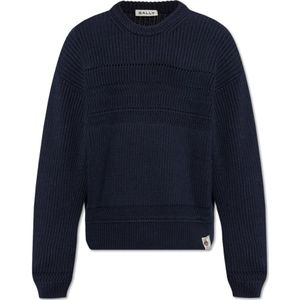 Bally, Truien, Heren, Blauw, M, Katoen, Katoenen Trui met Logopatch