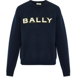 Bally, Truien, Heren, Blauw, M, Wol, Trui met logo