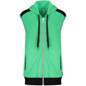 Moschino, Sweatshirts & Hoodies, Dames, Groen, M, Katoen, Mouwloze Zip Hoodie met Zakken
