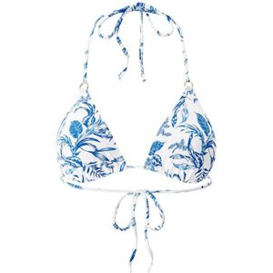 Melissa Odabash, Badkleding, Dames, Blauw, M, Blauwe Blad Bikini Top met Gouden Trims
