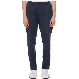 Daniele Alessandrini, Broeken, Heren, Blauw, S, Linnen, Linnen broek met trekkoord