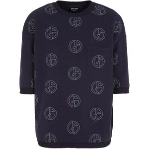 Giorgio Armani, Sweatshirts & Hoodies, Heren, Blauw, XL, Stijlvolle Fbwf Sweater