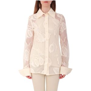 Sportmax, Blouses & Shirts, Dames, Wit, M, Katoen, Asti Lace Shirt