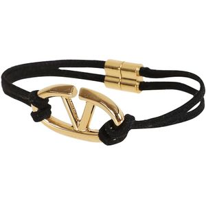 Valentino Garavani, Accessoires, Dames, Zwart, M, Katoen, Vlogo The Bold Edition Rope Armband