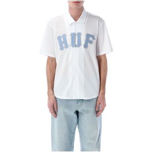 Huf, Overhemden, Heren, Wit, L, Polyester, Stijlvolle Hondenprint T-shirt
