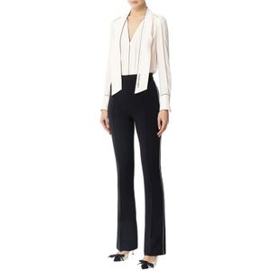 Elisabetta Franchi, Jumpsuits & Playsuits, Dames, Wit, XL, Satijn, Ivoor Georgette en Crepe Jumpsuit