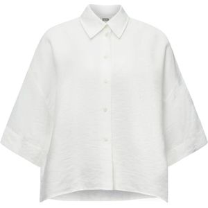 Drykorn, Blouses & Shirts, Dames, Wit, XS, Linnen, Oversized Linnen Blouse met Splitten