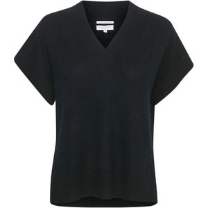 Part Two, Tops, Dames, Veelkleurig, XL, Gebreide Top met Korte Mouwen en Ronde Hals