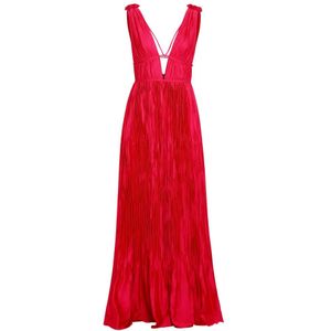 Simkhai, Kleedjes, Dames, Roze, L, Polyester, Amaranth Maxi Jurk met Bloemendetails
