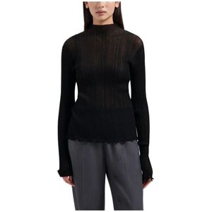 Olaf Hussein, Truien, Dames, Zwart, S, Novelty Mockneck Langemouw Top