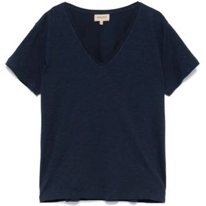 Woolrich, Tops, Dames, Blauw, M, Blauwe V-hals T-shirts en Polos