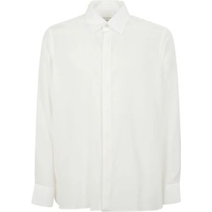 Laneus, Overhemden, Heren, Wit, L, Zijden Crepe de Chine Blouse