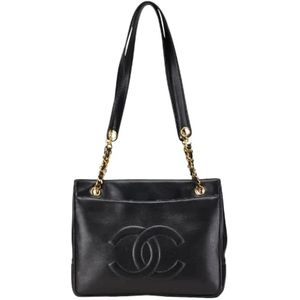 Chanel Vintage, Pre-owned, Dames, Zwart, ONE Size, Leer, Pre-owned Leather totes