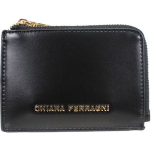 Chiara Ferragni Collection, Accessoires, Dames, Zwart, ONE Size, Leer, Eco-leren Kaarthouder met Ritssluiting