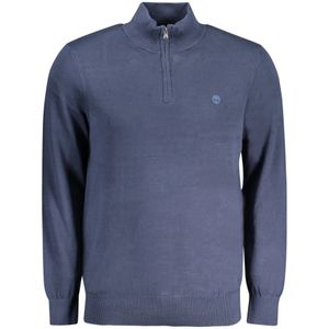 Timberland, Truien, Heren, Blauw, S, Katoen, Blauwe Katoenen Trui met Lange Mouwen