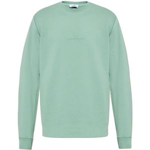 Stone Island, Sweatshirts & Hoodies, Heren, Groen, M, Katoen, Sweatshirt met Logo
