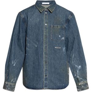Helmut Lang, Overhemden, Heren, Blauw, XS, Denim, Denim shirt met vintage effect