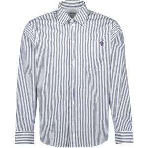 Burberry, Overhemden, Heren, Blauw, M, Katoen, Gestreept overhemd Lente-Zomer 2025 Collectie