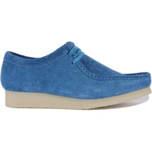 Clarks, Schoenen, Heren, Blauw, 40 EU, Leer, Wallabee Veterschoenen