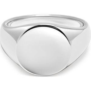Nialaya, Accessoires, Heren, Grijs, 64 MM, Circulaire Sterling Zilveren Signet Ring