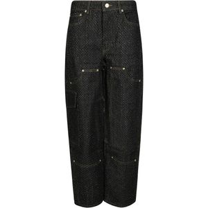 Ganni, Jeans, Dames, Zwart, W28, Denim, Fluffy Denim Carpenter Jeans