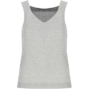 D.Exterior, Tops, Dames, Grijs, M, Grijze mouwloze top met V-hals en lurex