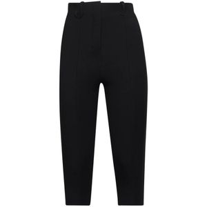 Jacquemus, Broeken, Dames, Zwart, S, Katoen, High-Waist Slim Leg Broeken