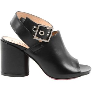 Dee Ocleppo, Schoenen, Dames, Zwart, 41 EU, Leer, Zwarte leren sandalen met 8 cm hak