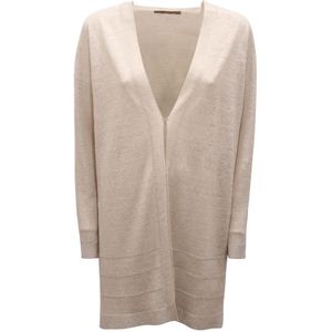 D.Exterior, Truien, Dames, Beige, M, Linnen, Linnen/Lurex Vest Made in Italy