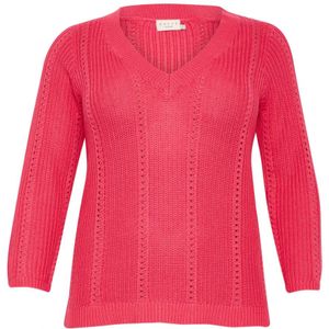 Kaffe Curve, Truien, Dames, Roze, S, Framboos Cropmouw Gebreide Trui