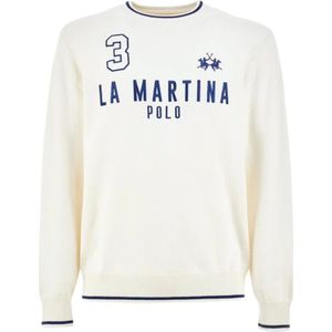 La Martina, Truien, Heren, Wit, XL, Wol, Rondgebreide trui