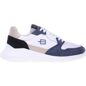 Baldinini, Schoenen, Heren, Veelkleurig, 44 EU, Avio suede and white mesh trainer