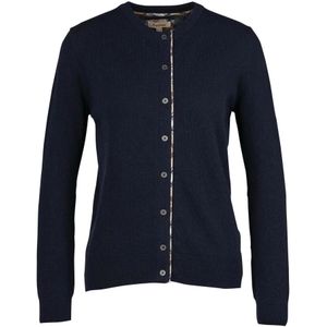 Barbour, Truien, Dames, Blauw, L, Wol, Dames Cardigan van Gemengde Wol met Tartan Details